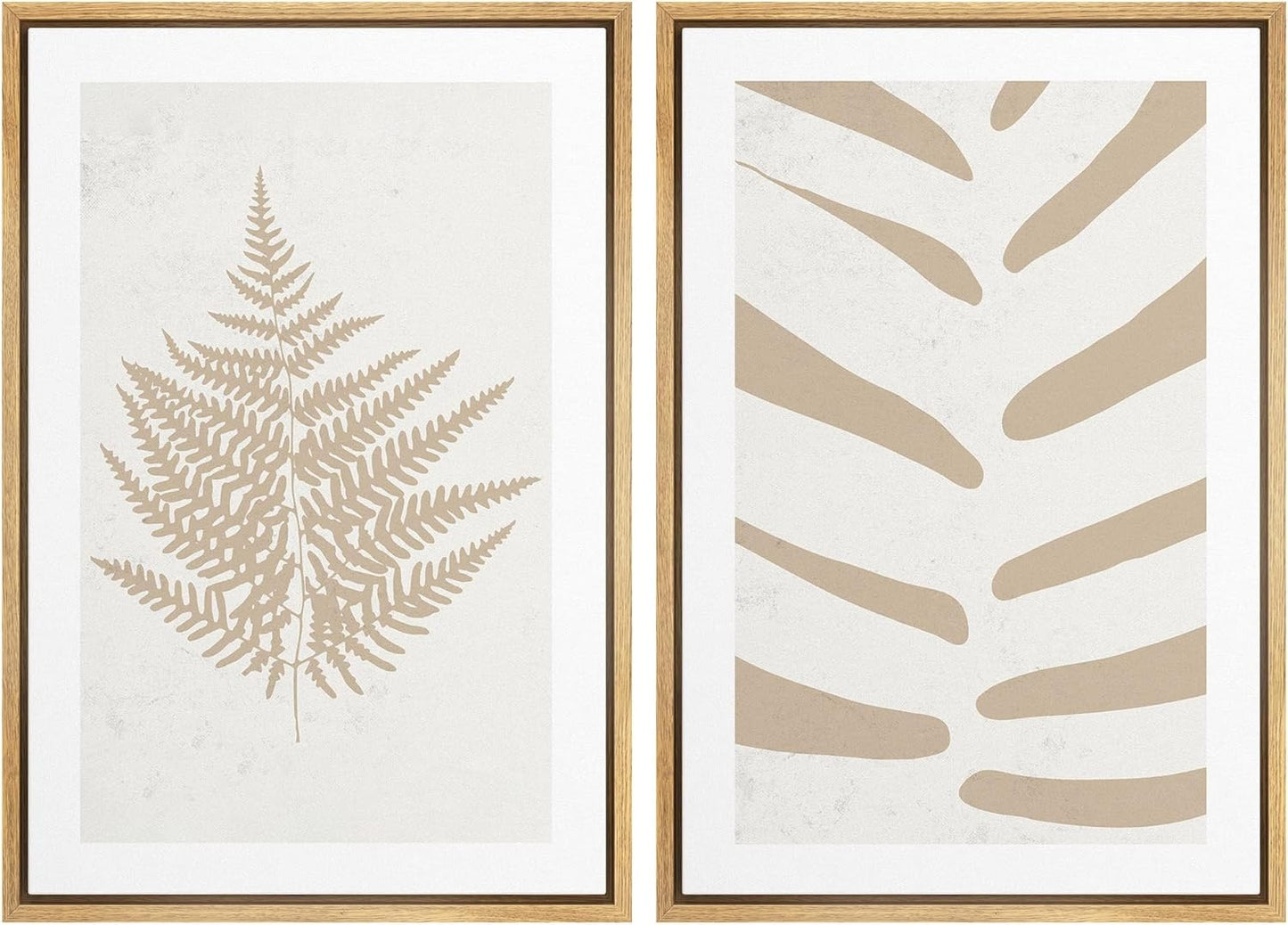 SIGNWIN Framed Canvas Print Wall Art Set Tan White Forest Plant Silhouettes Nature Wilderness Illustrations Modern Art Rustic Minimal for Living Room, Bedroom, Office - 16"x24"x2 Natural