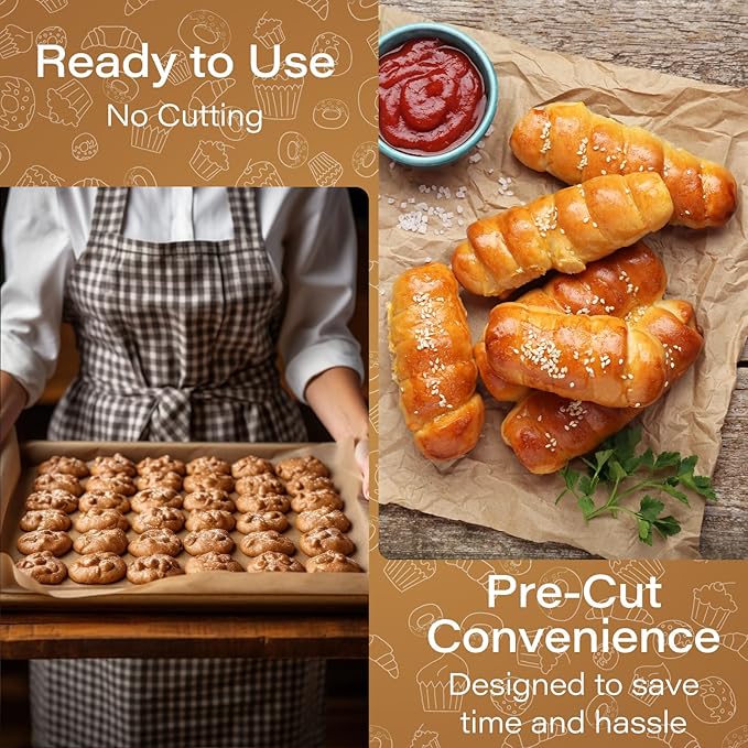 600 Pieces Parchment Paper Sheets 12"x 16" Unbleached Baking Paper Sheets Precut Half Parchment Paper Sheets for Baking Cookies, Cooking, Air Fryer, Oven