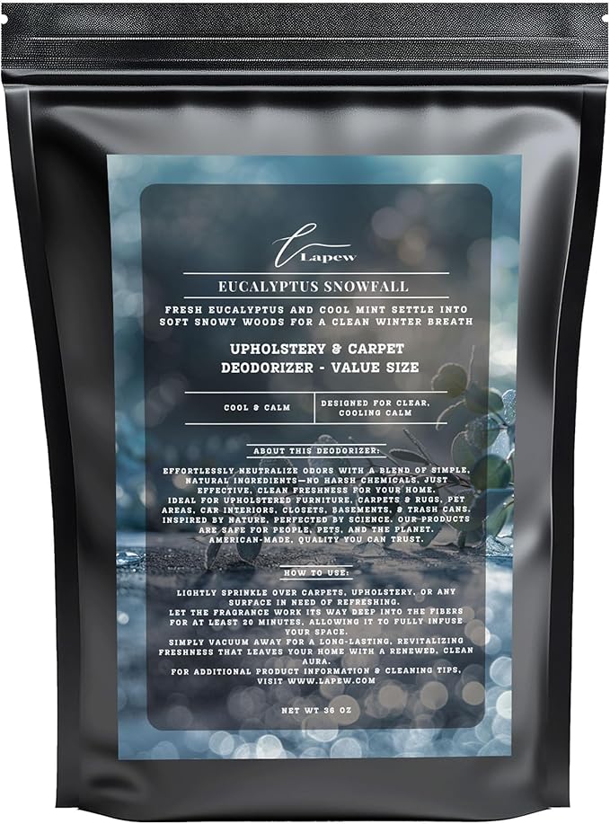 Eucalyptus Snowfall Carpet Freshener Powder Value Size 36 oz | Powerful Odor Eliminator for Home | Upholstery Deodorizer | Carpet Deodorizer | Cat Litter Box