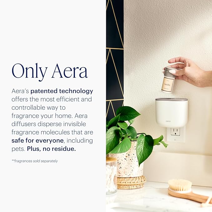 AERA Mini Home Fragrance Diffuser and Mini Citrus Scent Refill Bundle - for Rooms 100-500 Sq Ft - Alexa Compatible, Hypoallergenic, Family and Pet Safe, App Controlled