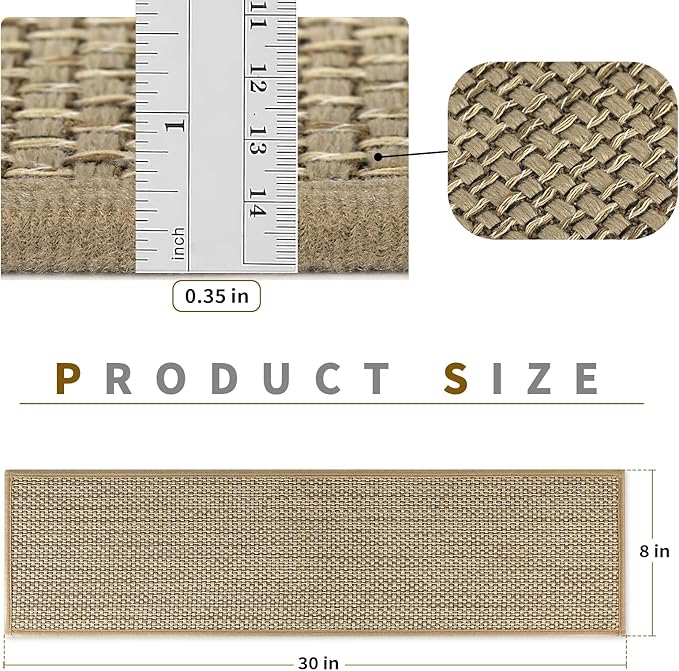 Stair Treads Non Slip for Wooden Steps Indoor 15 Pack 8" X 30" Carpet Stairs Runner for Wood Stairs, Stair Tread Rugs with Reusable Adhesive for Dogs Kids and Elders, Machine Washable, Beige