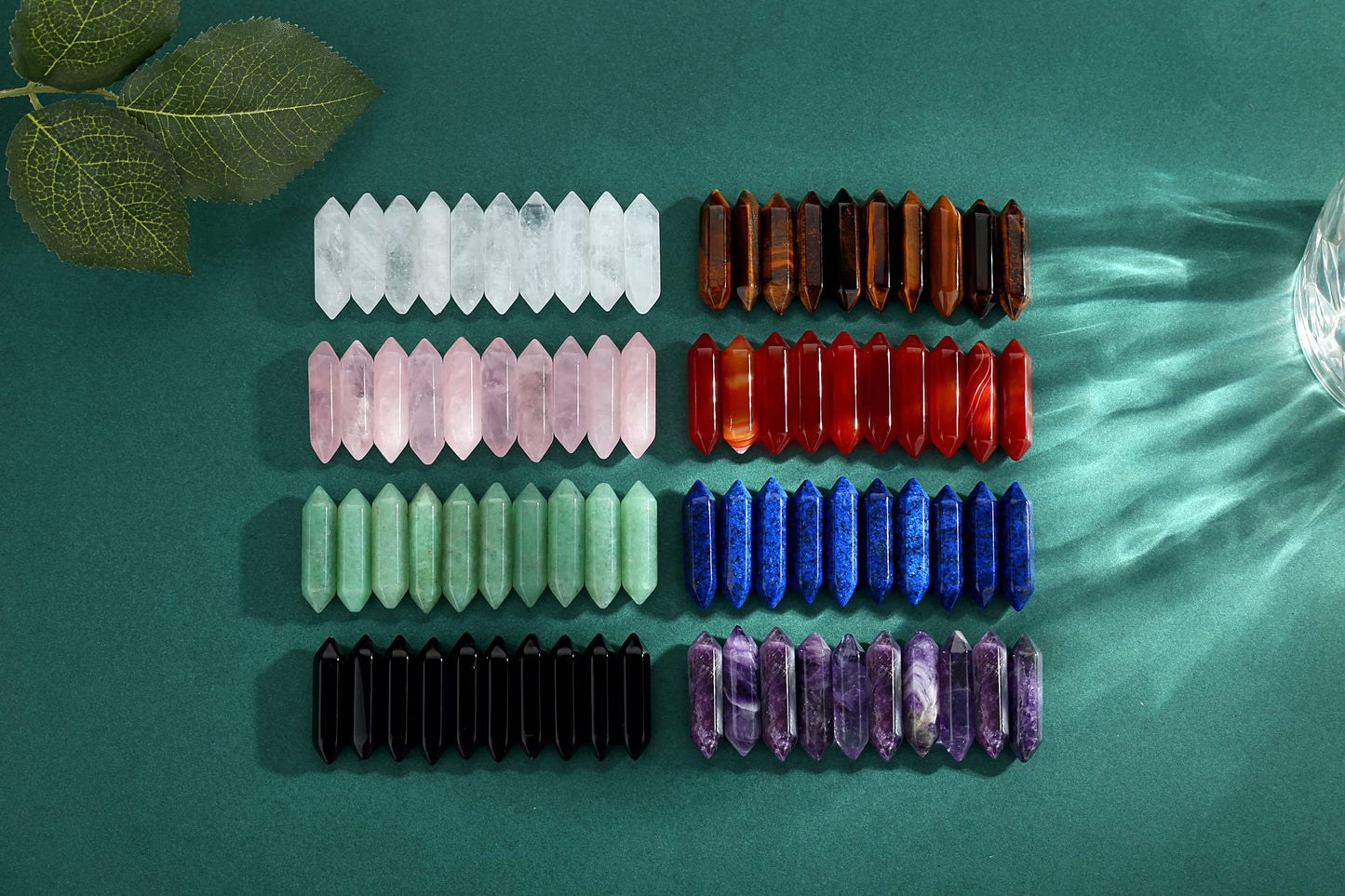 10 PCS Amethyst Crystals Set Wands Polished Healing Crystal Stones Bulk Natural Hexagonal Pointed Reiki Energy Balancing Meditation Therapy Wand Gift Stocking Stuffers for Women