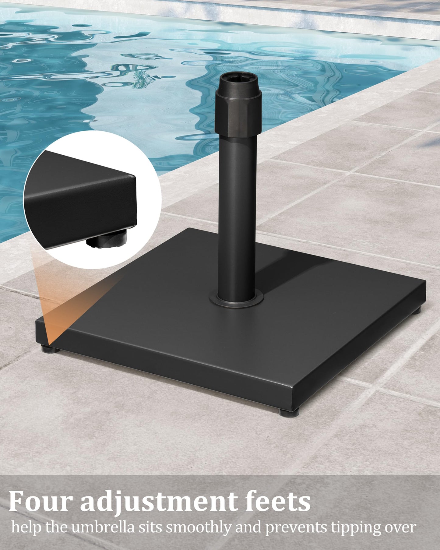 JOINHOM 45lbs Patio Umbrella Base - Heavy Duty Outdoor Patio Market Umbrella Stand for Deck, Poolside, Balcony, Wind-Resistant Design,Black