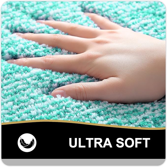OLANLY Bathroom Rugs 47x24, Extra Soft and Absorbent Microfiber Bath Mat, Non-Slip, Machine Washable, Quick Dry Shaggy Bath Carpet, Suitable for Bathroom Floor, Tub, Shower (Runner, Green)