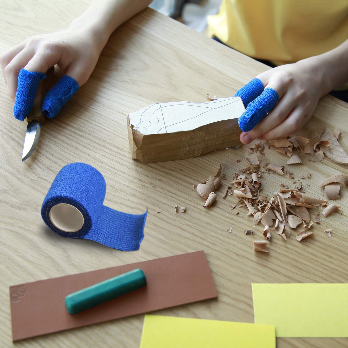 BeaverCraft Cut Resistant Tape Adherent Wrap Tape No-Cut Tape for Wood Carving and Whittling NCT6 6pcs