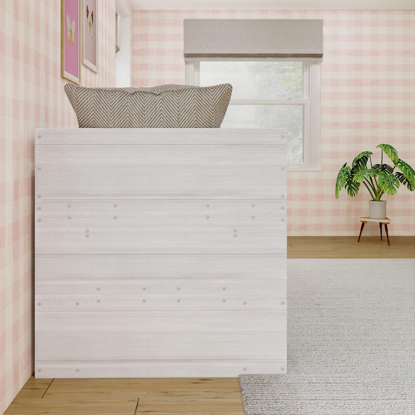 Max & Lily Modern Farmhouse Low Loft Bed, Twin Bed Frame for Kids with 2 Bookcases, White Wash