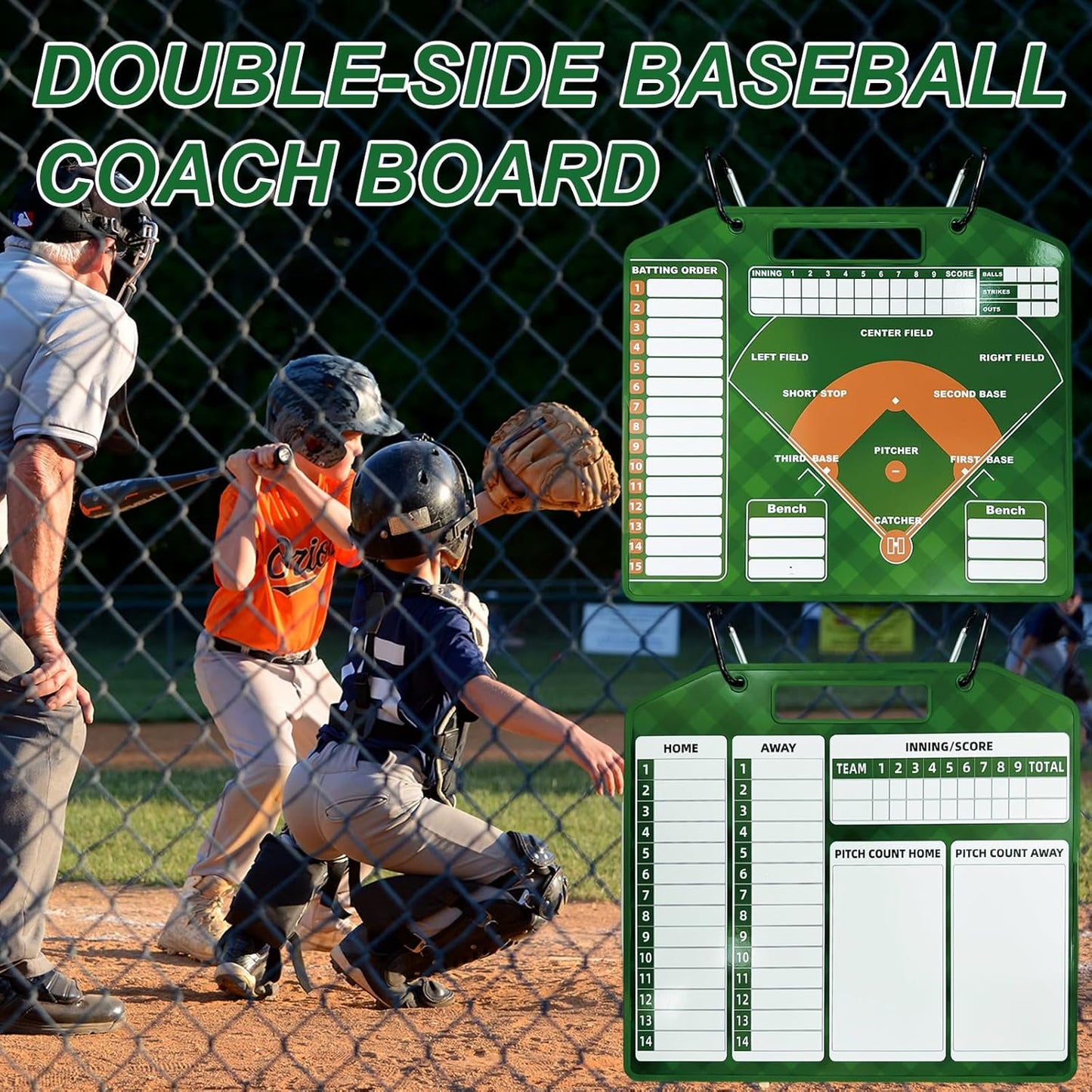 Magnetic Baseball Lineup Board for Dugout, Dry Erase Baseball Clipboard for Coaches with 40 Baseball Lineup Cards and 2 Markers, 72 PCS Baseball Coaching Accessories Baseball Scoreboard 12.6 * 11 in