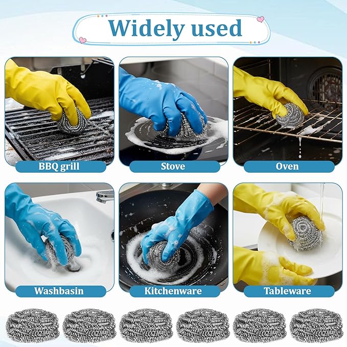 SHENLIU 100 Pieces Stainless Steel Scrubber Bulk, 15 Gram Metal Scourers Scourers Steel Wool Scrubbers for Cleaning Kitchen Bathroom Household and More