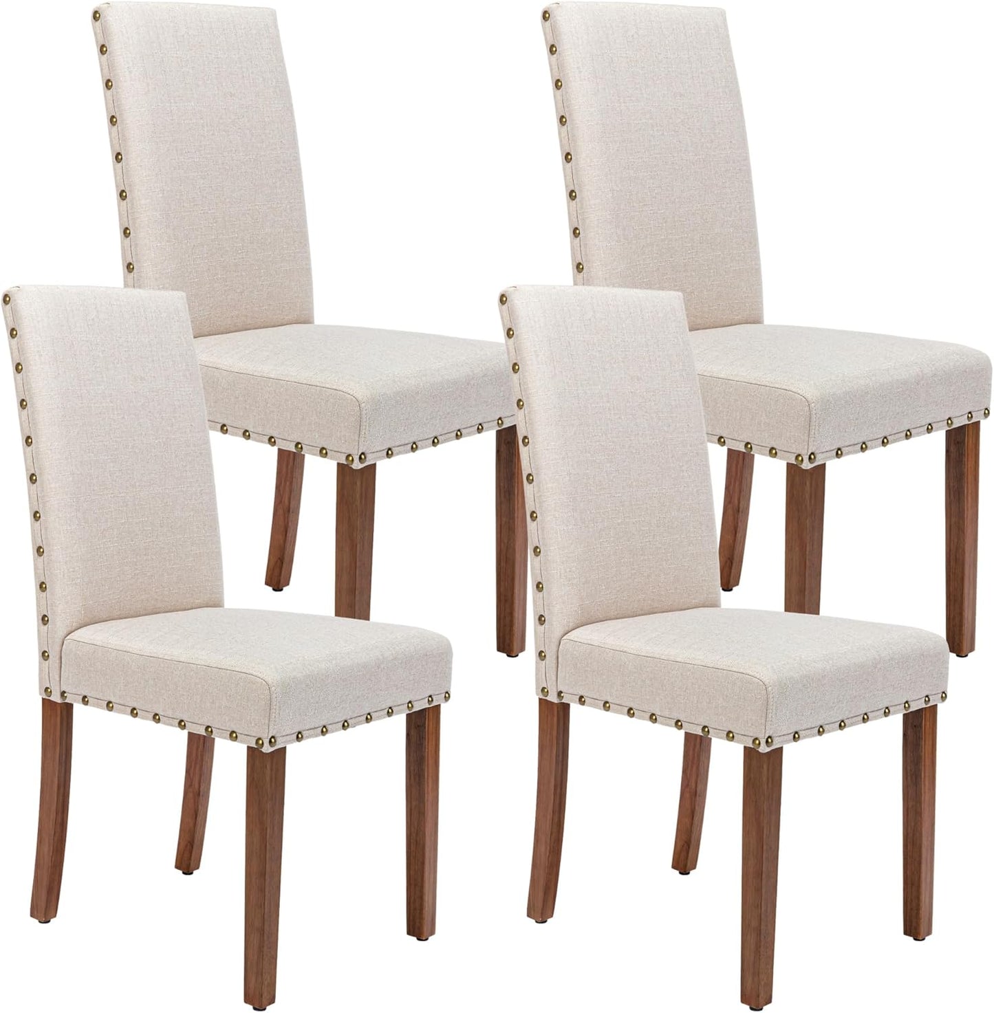 Parsons Kitchen Dining Chair Set Room Modern Upholstered Stylish Fabric High Back with Bronze Nailhead Trim