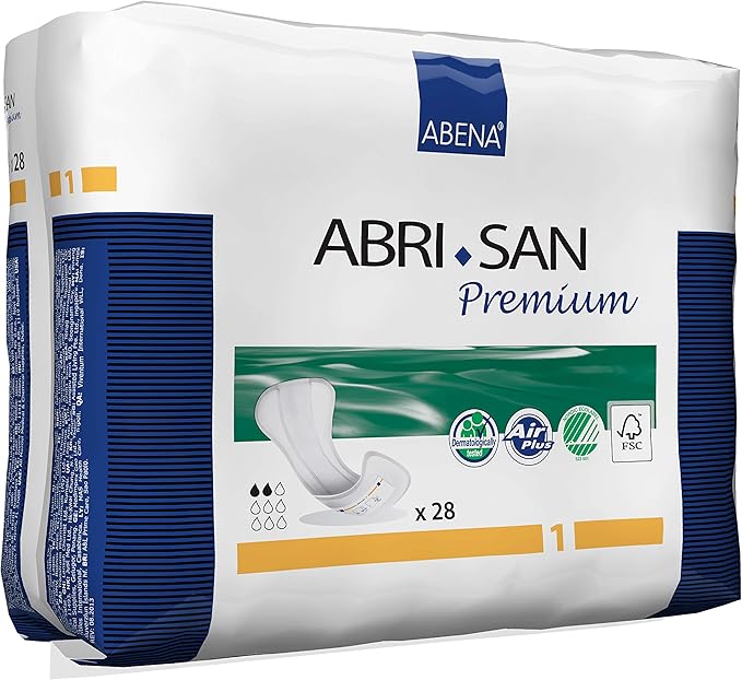Abena Abri-San Premium Incontinence Pads, Light Absorbency, (Sizes 1 To 3A) Size 1, 28 Count