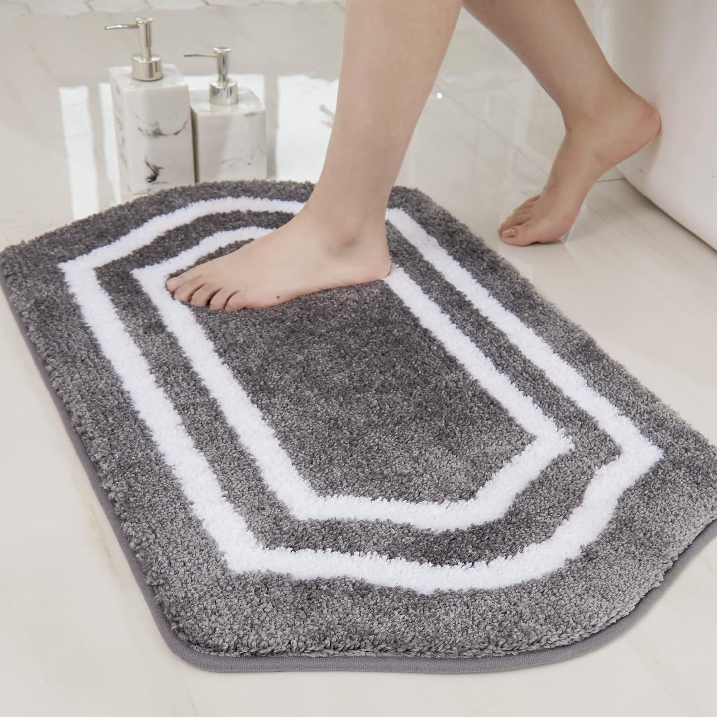 COSY HOMEER Extra Thick Bath Rugs - Anti-Slip Bath Linen Sets Mats Soft Plush 100% Strong Mirco Polyester Mat Living Room Bathroom Floor Water Absorbent(Grey,24x36 - Inches)