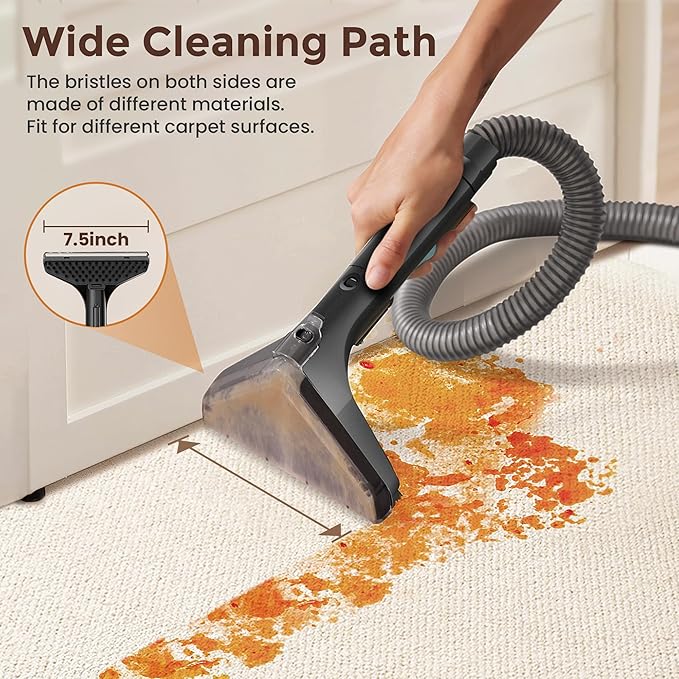 DEVOAC C8 Portable Carpet Upholstery Spot Cleaner Machine with Versatile Tools, Self-Cleaning, 18Kpa Powerful Suction, Pet Stain Remover, Car and Auto Detailer (Cyan)