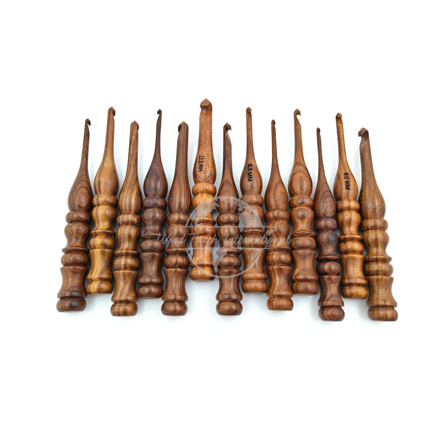 Shesham Wood Crochet Hooks Set of 13 - Sizes 3.5 mm to 12 mm – Premium Wooden Hooks for Knitting and Crocheting | Natural Wood Craft Tools | Perfect Mother's Day Gift