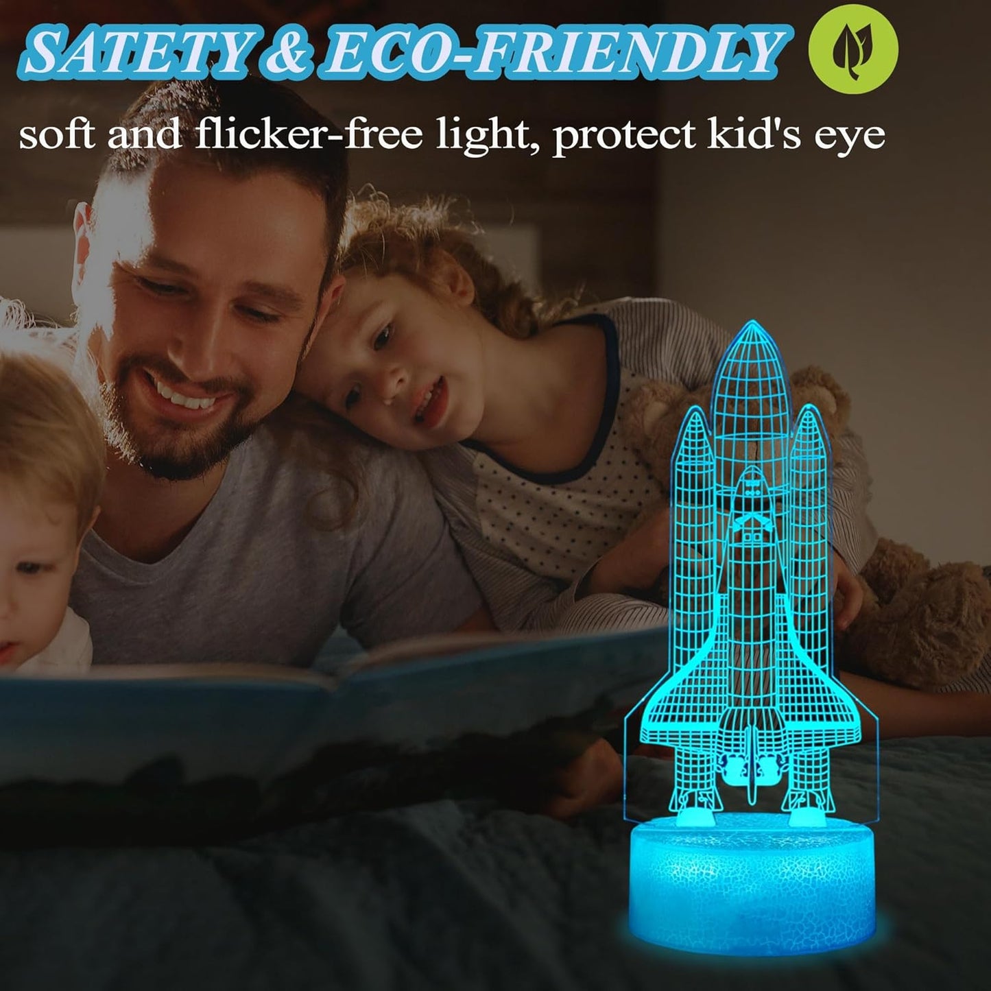 Space Shuttle Night Light, Space Shuttle Gifts, Rocket 3D Illusion Lamp with 16 Colors Changing, Timer, 4 Flash Modes and Dimmable, Kids Boys Girls Room Decoration, Holiday Xmas Spaceship Gifts