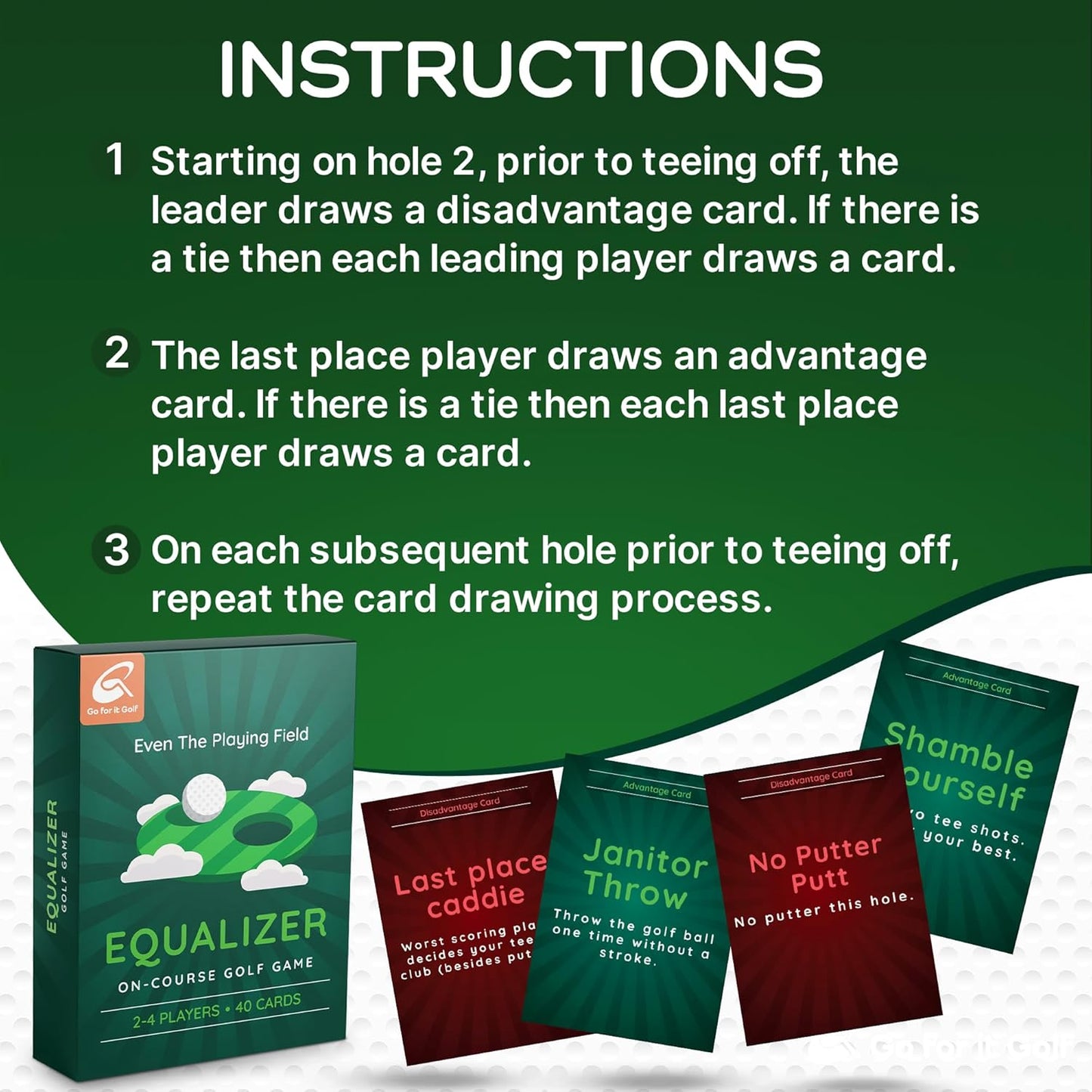Equalizer: On-Course Golf Card Game, Interactive Fun for Every Hole, Skill-Level Equalizing Cards, Elevate Your Golf Experience, Ideal for Golfers of All Skill Levels