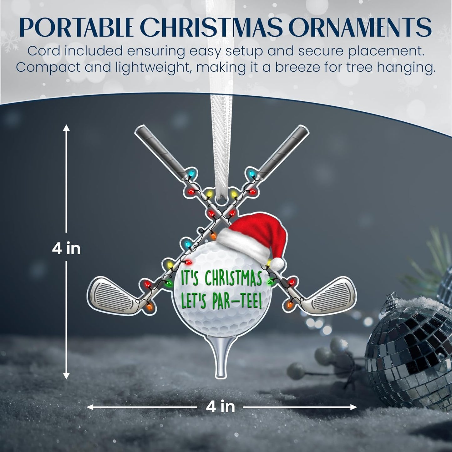 FLAGWIX Christmas Golf Gifts for Men Women - Acrylic Ornaments 2025 Tree Decorations - Golf Ornaments for Christmas Tree, Funny Sports Ornament Gifts for Men Dad Husband