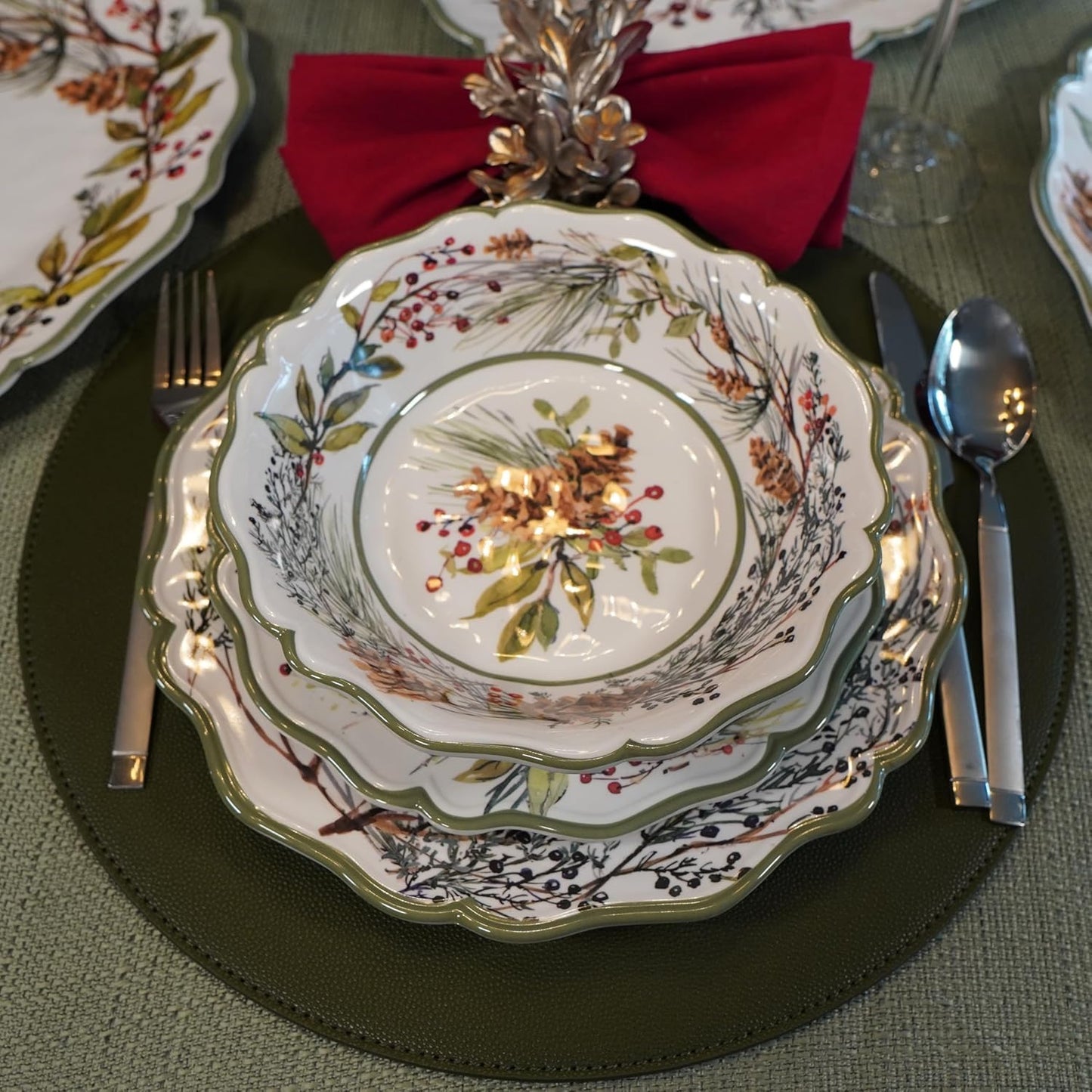Certified International Winters Forest 11" Melamine Dinner Plates, Set of 4