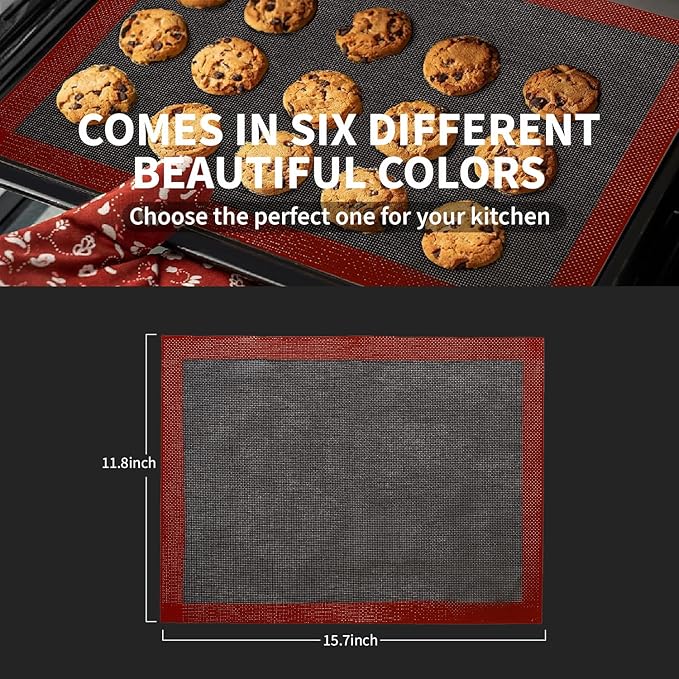 Silicone Baking Mat - Non Slip Silicone Baking Sheet, Non Stick Reusable Silicone Mats for Baking, Oven Liner, Counter Mat - Half Sheet Baking Mat(2, 16 * 12)