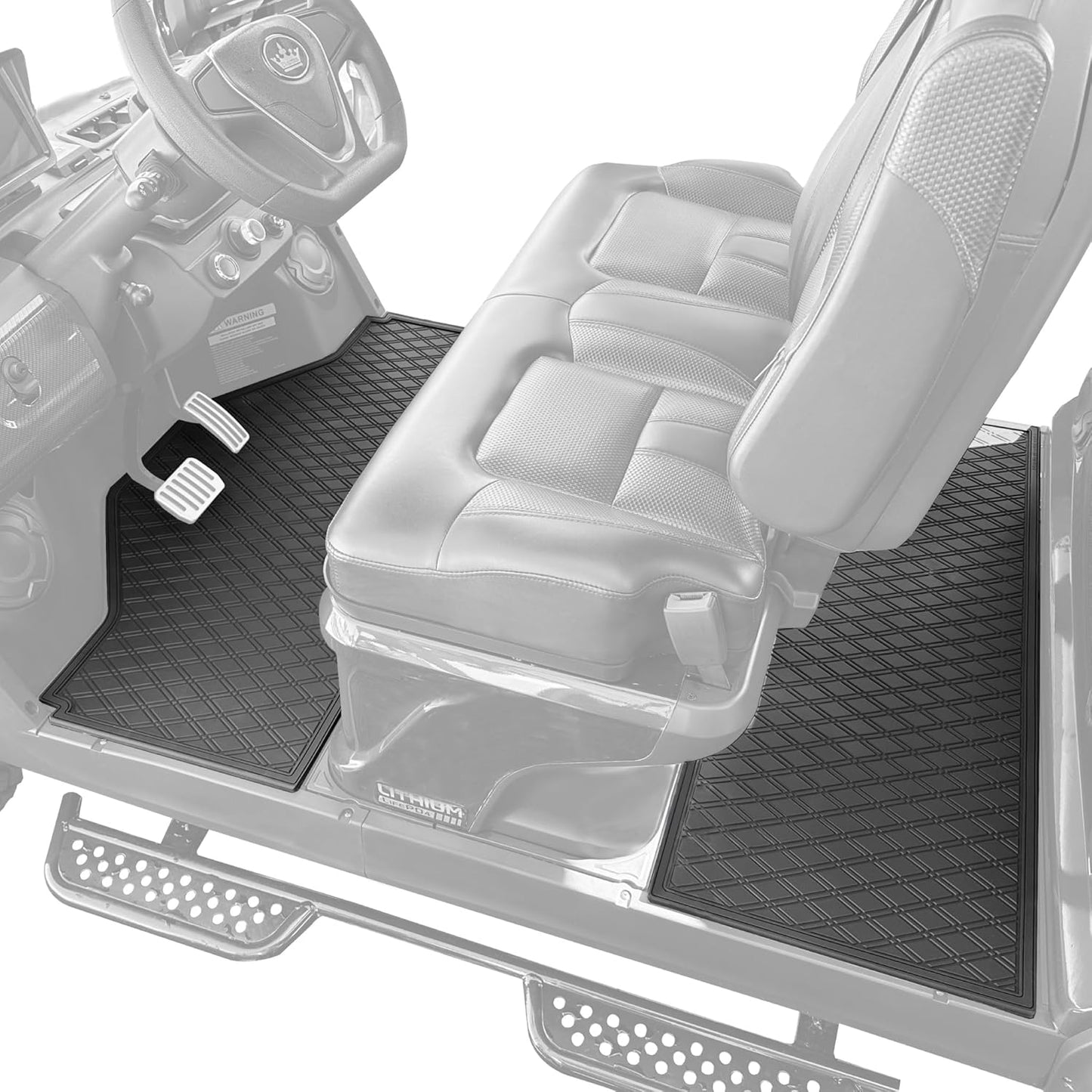 Xtreme MATS Evolution D5 Golf Cart Floor Mat Set- Rubber Double Diamond Design - Fits DMAX, GT 4 & 6, D5 6F Including Maverick and Ranger Trims (All Black, D5 6F 1st, 2nd, & 3rd Rows Forward Facing)