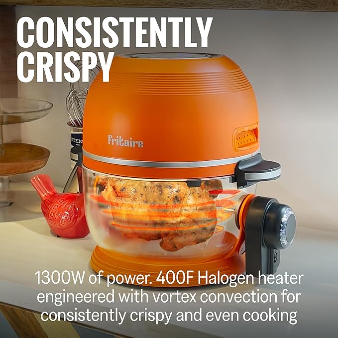 Non Toxic Air Fryer™ - Glass AirFryer 5 Quart w/ 360 Visibility, Self-Cleaning, 400F Vortex Air Fryer for Even Cooking, BPA-Free Teflon Free, 9-in-1 Functions, Rotisserie, Roast, Bake, Black