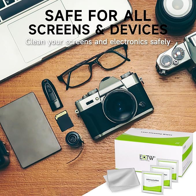 EOTW Lens Wipes for Eyeglasses, Computer Glasses Cleaner Wipes - Pre-moistened, Individually Wrapped, Pack of 240