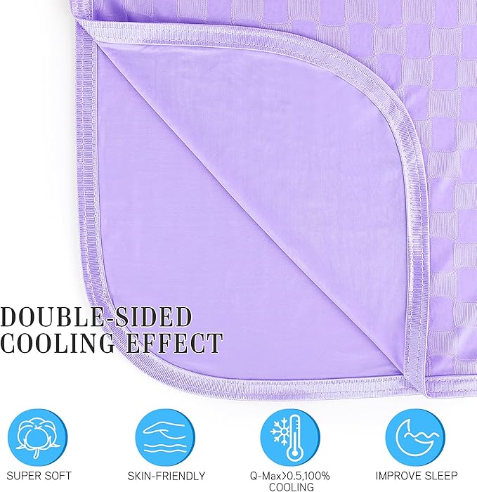 AmyHomie Cooling Summer Blanket with Double Sided Cold Effect, Breathable, Lightweight, Arc-Chill Q-Max>0.5 Cool Fiber, for Hot Sleepers Night Sweats, Dark Gray Checkered, 90"x90"Queen Size