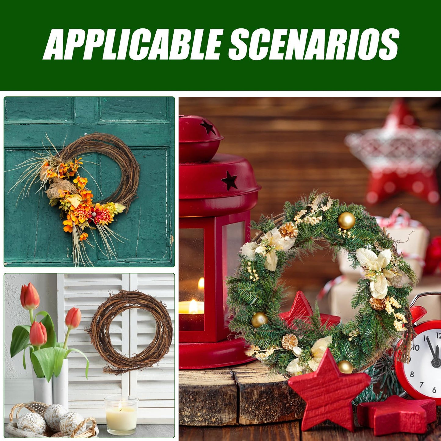 Garneck DIY Crafts Natural Vine, Twig Grapevine Wreath Garland for Christmas/Party/Halloween, Rattan Wreath Garland Decoration Grapevine Garland 180 Inch