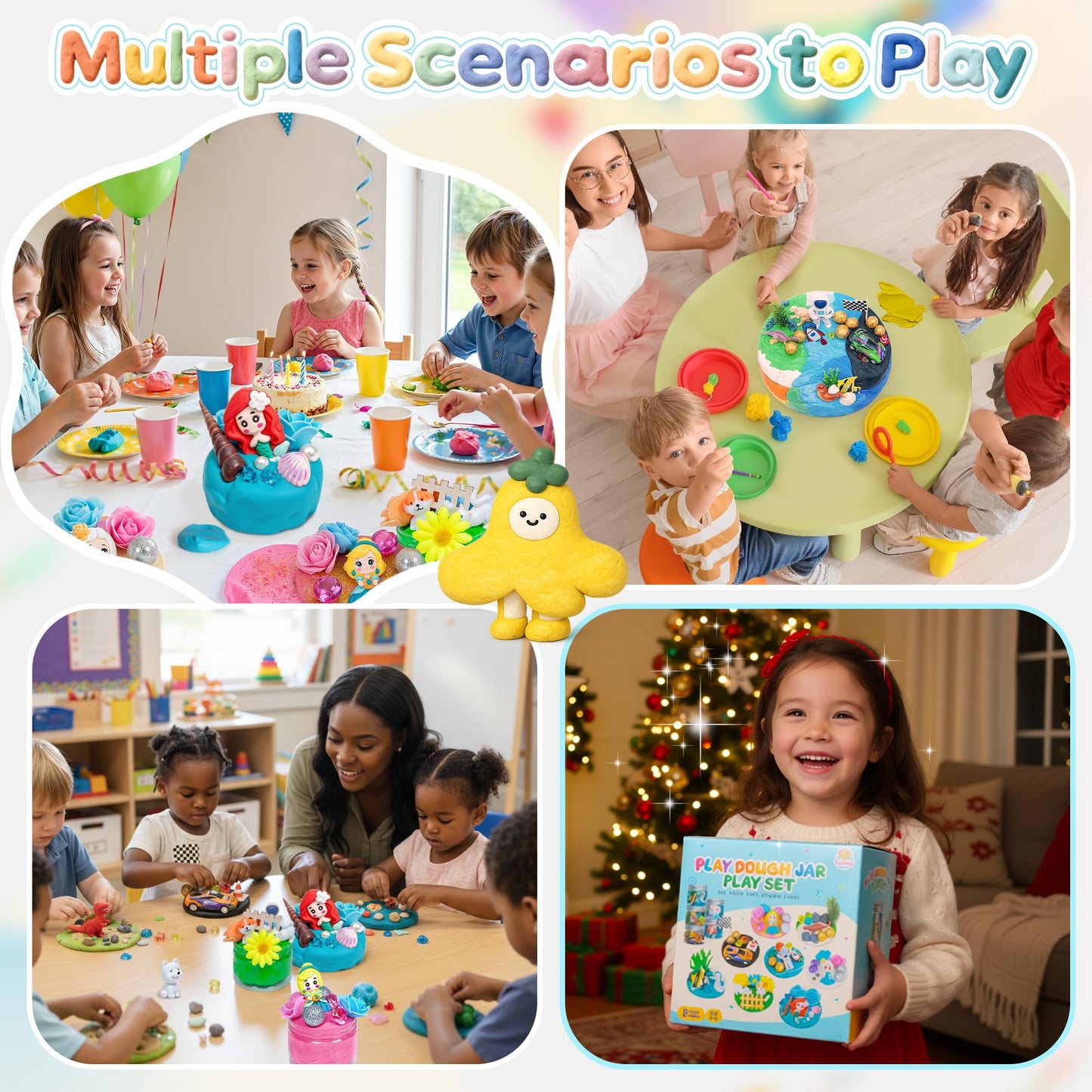 8-Pack Play Dough Jars, Reusable Sensory Play Kit for Kids, Non-Toxic, Educational Creative Playdough,Perfect Party Favors, Goodie Bags,Birthday Gifts for Boys Girls,Ideal for Home Preschool Classroom