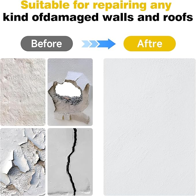 12 Inch Drywall Repair Kit, Self-Adhesive Mesh Drywall Repair Patch, The Wall Repair Kit with Scraper and Sandpaper is Suitable for Repairing Large Holes in Walls and Ceilings, Wall Hole Repair Tool