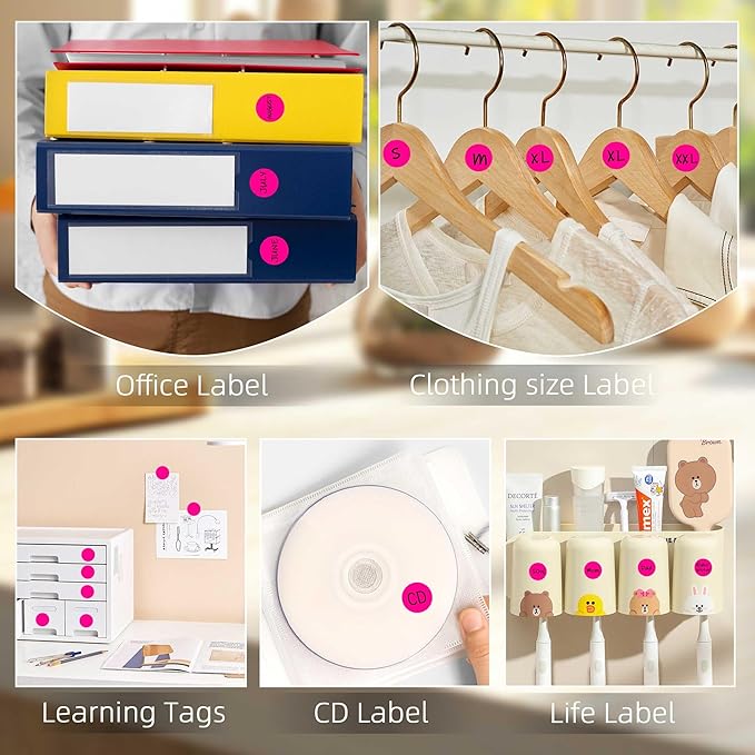 0.75 Inch Multi - Purpose Removable Labels,1000 PCS 3/4" Fluorescent Pink Dots for Classroom, Papers, Market, Price Tags, and Library Book Labels. Non - Printable Round Colored Stickers