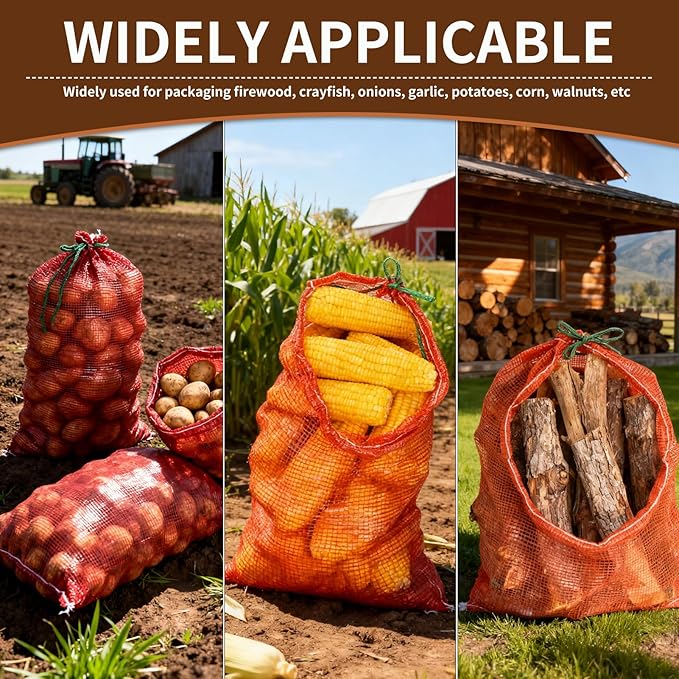 30 Pack 3 Sizes Mesh Onion Bags (18"x10", 24"x14", 31"x20"), Reusable Drawstring Fresh Produce Storage Bags for Onions, Vegetables, Potatoes, Citrus