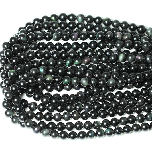 CHEAVIAN 45PCS 8mm Natural Black Obsidian Gemstone Round Loose Beads Crystal Energy Stone Healing Power for DIY Jewelry Making 1 Strand 15"