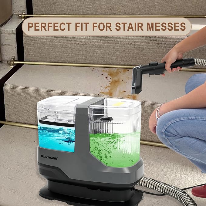 Couch & Upholstery Cleaner Machine, Small Portable Carpet Spot Cleaner Machine, Handheld Car Shampooer with 17KPa Powerful Suction for Deep Cleaning Sofa, Furniture, Mattress, Rug, Stairs & Pet Messes