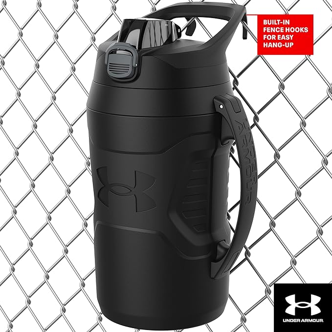 Under Armour 32 oz Insulated Water Bottles - Sports Water Jug with Fence Hook, Leak Resistant for Baseball, Football & More, 32 oz Insulated, Hi Vis Yellow/Black