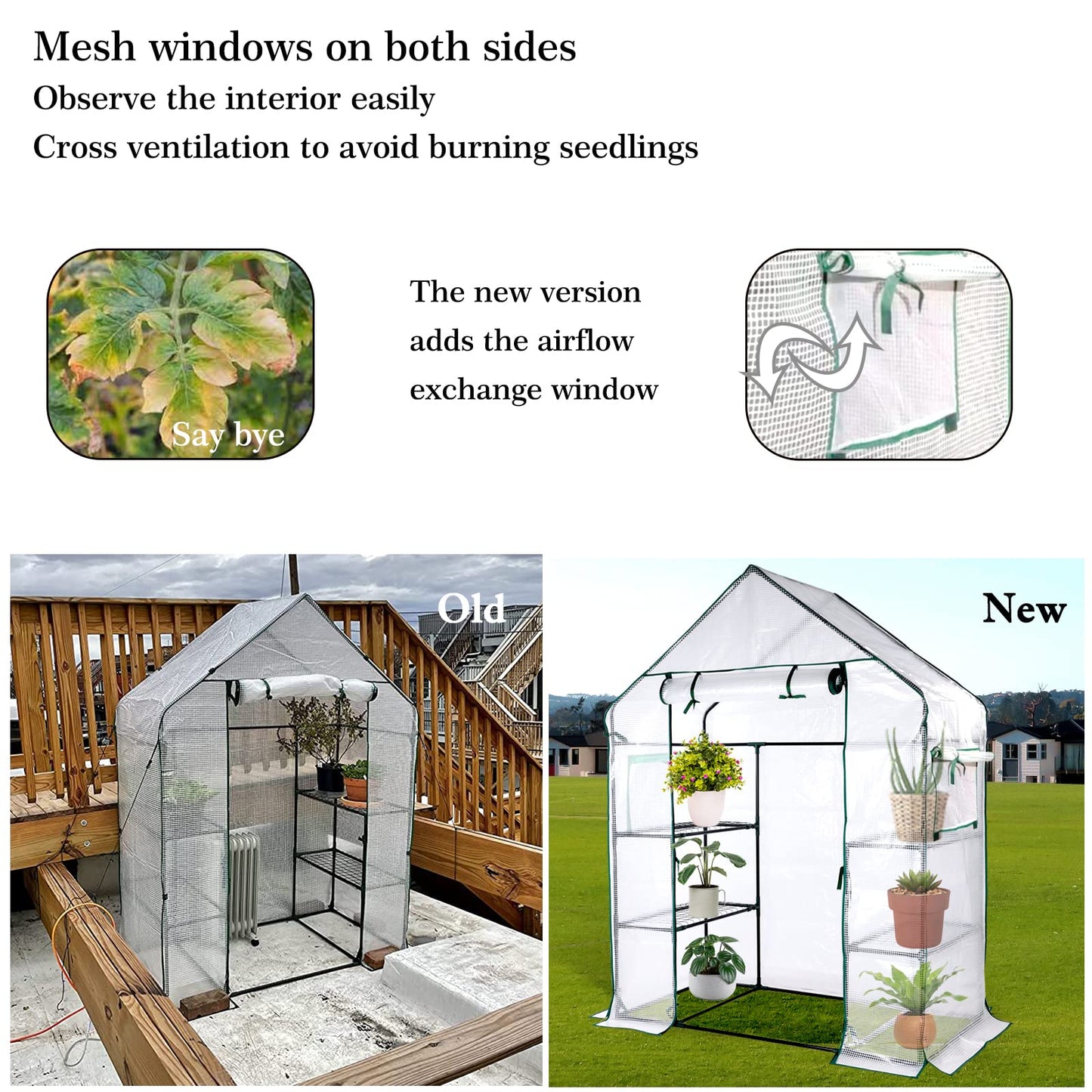 KOKSRY Mini Greenhouse,Greenhouses for Outdoors,Portable Walk in Green House for Garden Plants that Need Frost Protection and Away from Pests, Animals(56"x30"x76")-White