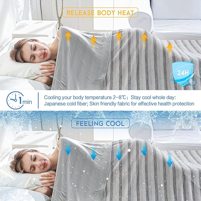 AmyHomie Cooling Blanket,90"x90"Queen Size,Summer Blankets with Double Sided Cold Effect, Arc-Chill Q-Max>0.5 Cool Fiber, Breathable Lightweight Blankets for Hot Sleepers Night Sweats