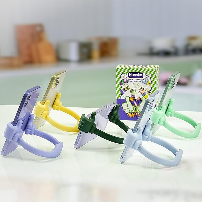 Honsky Cell Phone Stand Holder, Thumbs Up Lazy Phone Stand, Universal Adjustable Flexible, Cute Perfect Stocking Stuffers Gifts for Teen Girls, Compatible with Cell Phones & Tablets,Light Green