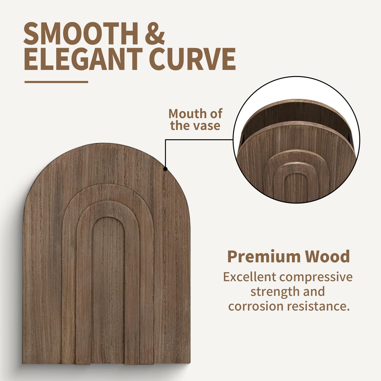 2 Pack Wood Wall Vase Natural for Pampas Grass & Dried Flowers, Rustic Farmhouse Decor for Bathroom Living Room Bedroom, Wooden Wall Planter