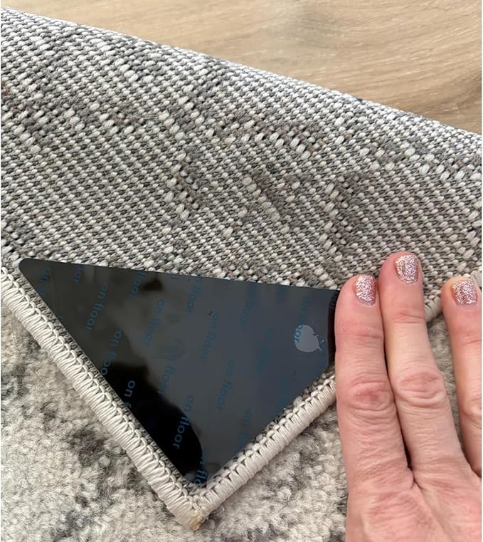 12 Pcs Anti-Slip Rug Gripper Double-Sided Tape Carpet Stickers No Damage for Hardwood Floors, Tile Floors, Removable Washable Reusable, Residue-Free Nano Gel, Stops Area Rug Corners Curling