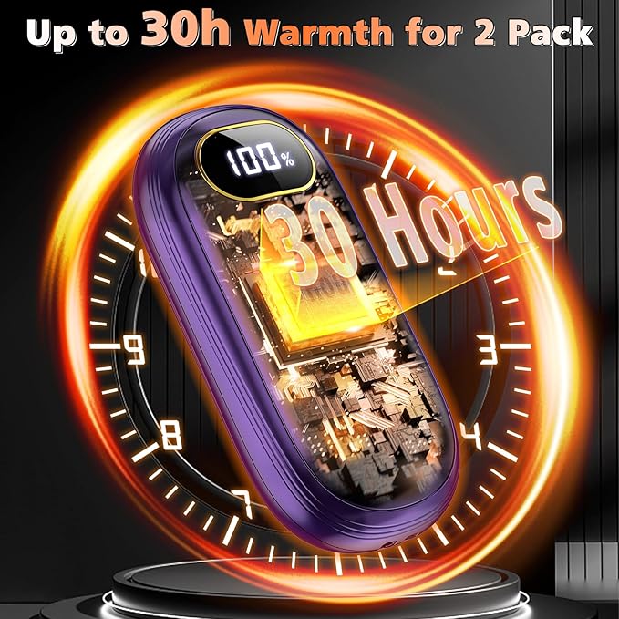 Hand Warmers Rechargeable - Electric Hand Warmers 2 Pack with Dual-Sided Heating for 15Hrs Warmth, LED Display & Flashlight, Hunting Essentials, Gifts for Christmas Man Women Raynauds Golf