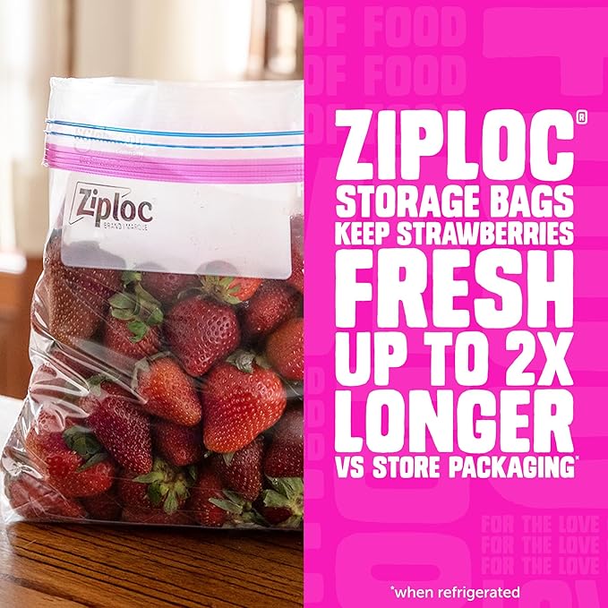 Ziploc Gallon Food Storage Bags, 120ct Total, Stand-Up Bottom, Easy to Fill, 30 Count (Pack of 4) (Packaging May Vary)