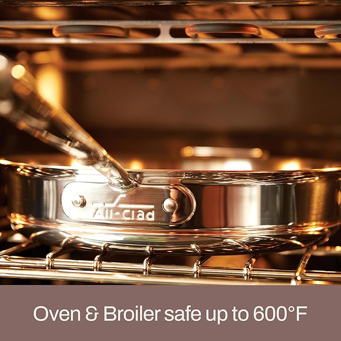 All-Clad Copper Core 5-Ply Stainless Steel Sauce Pan 2 Quart Induction Oven Broiler Safe 600F Pots and Pans, Cookware Silver