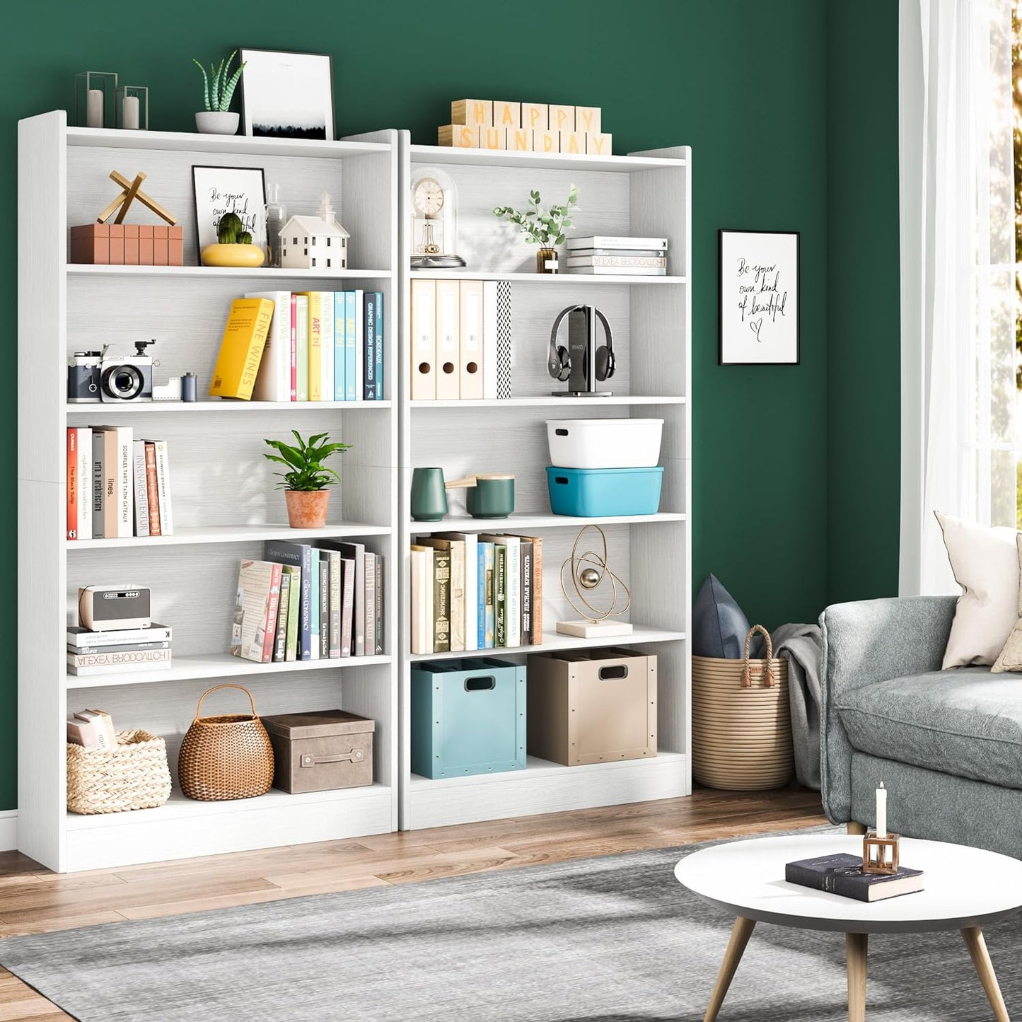 Tribesigns 72-inch Tall Bookcase, Modern 6-Tier White Library Bookshelf with Storage Shelves, Large Open Bookcases Wood Display Shelving Unit for Bedroom Living Room Office