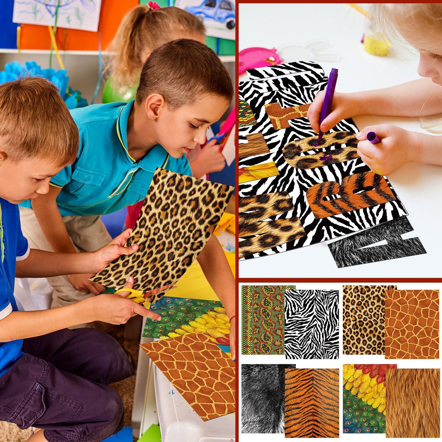 MotiMind 80 Pcs Animal Print Paper for Crafts Animal Print Scrapbook Paper Woodland Animals Decorative for Craft Decorating DIY Card Making Photo Album Decor, 8.3 x 11 Inch