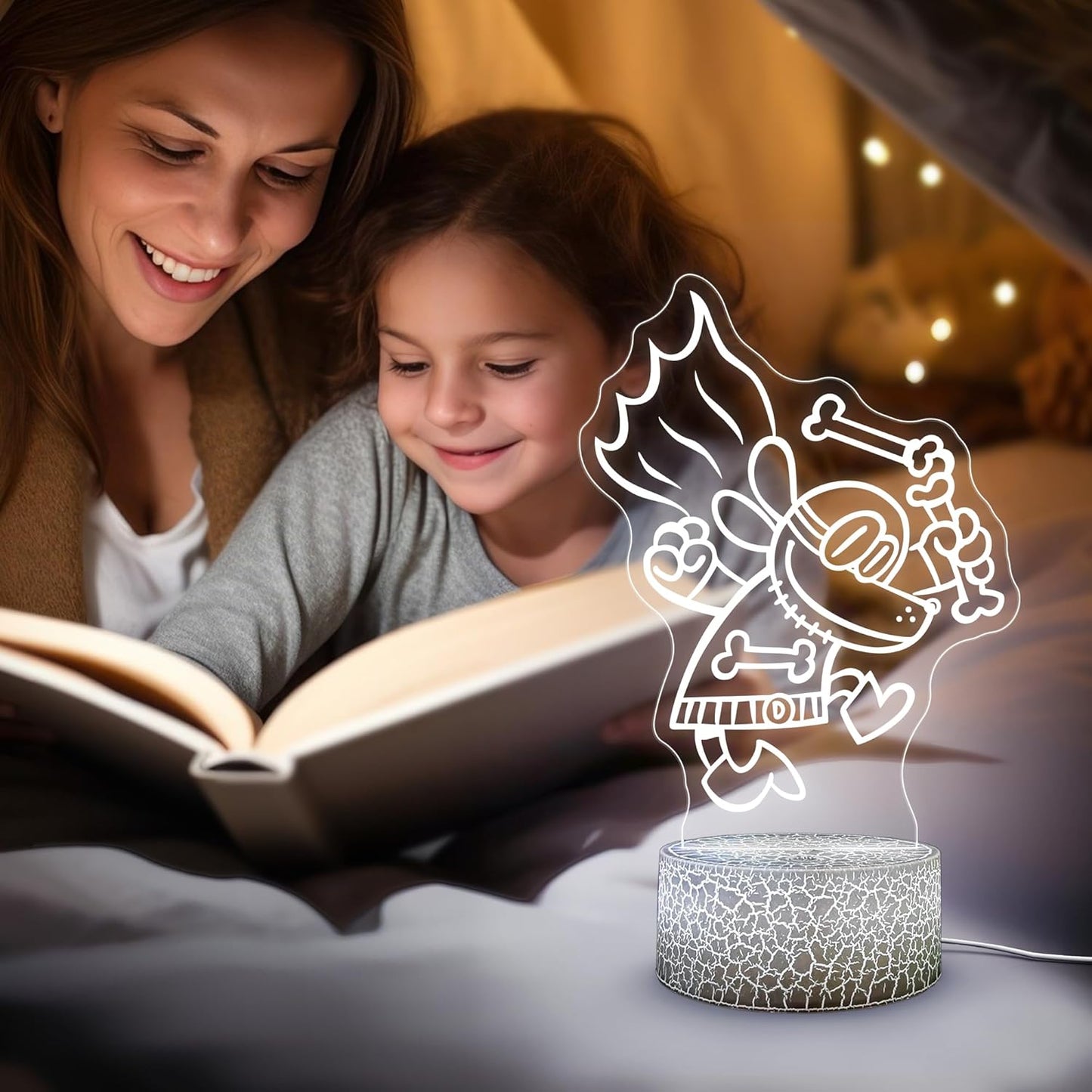 Officially Licensed Dog Man Night Light - The Bark Knight LED Glow Light with Removable 7 Colors Base, Kids Bedroom Decor Bedside Lamp, Night Light for Kids, Christmas Birthday Gifts for Boys & Girls