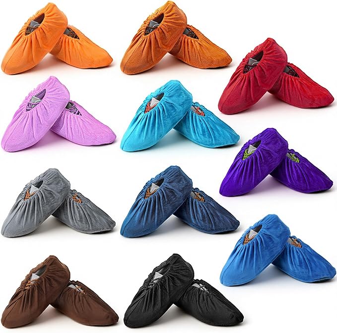 11 Pairs Reusable Non Slip Shoe Covers, Washable Thickened Boot Shoe Covers, Multicolor Flannel Shoes Cover, Universal Washable Shoes Protectors Cover for Household, Indoors, Office, Laboratory