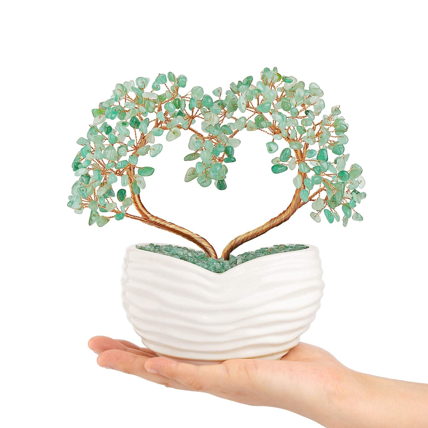 GEHECRST Green Aventurine Tree Healing Crystals Heart Money Tree Reiki Gemstones Quartz Bonsai Trees Feng Shui Crystal Ornament for Home Desk Yoga Decor Healing Crystal Gifts for Mom