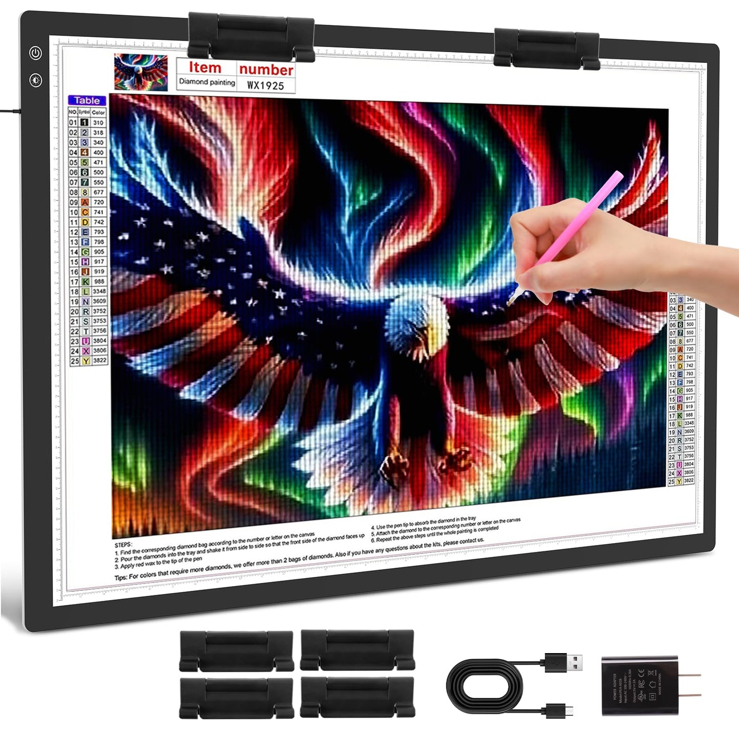 TOHETO Rechargeable A1 Light Pad 35.4   x23.6   , Extra Large LED Light Board for Diamond Painting, 3-Color Modes Light Box, Dia