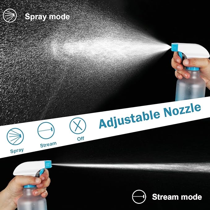 Spray Bottles Plastic Spray Bottle for Hair Mist/Stream Heavy Duty Empty Spray Bottles for Cleaning Solutions, Plants, Cooking (12oz-Blue)