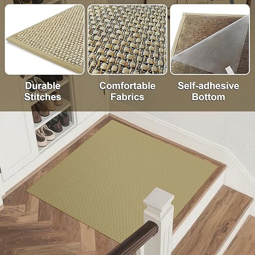 Stair Treads for Wooden Steps, Non-Slip Stair Runner Indoor Outdoor Stair Tread Mats Covers Pads, 31" x 31"Matching Staircase Step Runner for Elders, Kids and Dogs (31" X 31")